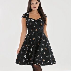 ModCloth Hell Bunny Black Halloween Candy Dress, Sweetheart Neckline S NWT